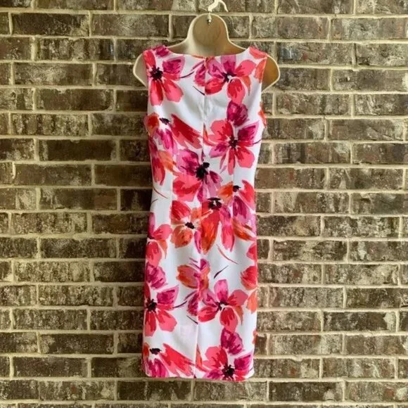 Mario Serrani Italy Women's Stretch Shift Dress Sleeveless Fuchsia Floral 4 - Picture 5 of 13